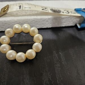 Elegant Pearl Circle Brooch